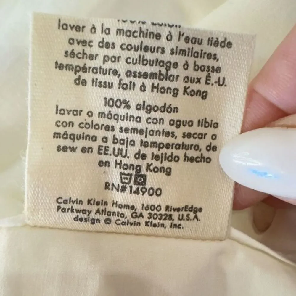 NOS Calvin Klein Home QUEEN Egyptian Cotten Sateen Cream‎ Ivory Flat Sheet VTG